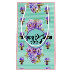Shabby chic Turcos aqua Blommigt Gift Bag
