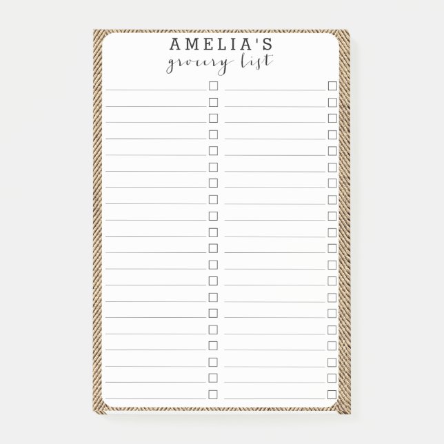 shabby chic Tweed Rustic Burlap Fabric Struktur Post-it Block (Framsida)