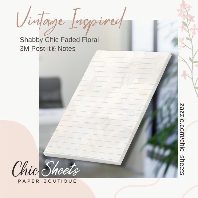 Shabby Chic Urblekst Blommönster 3M Post-it® Notes Post-it Block (Skapare uppladdad)