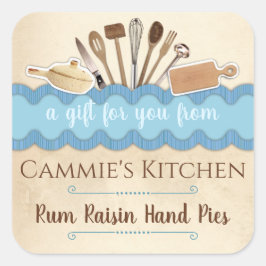 Shabby chic utensils personlig hemgjord av fyrkantigt klistermärke