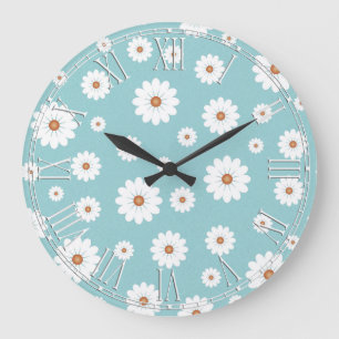 Shabby chic vackra Daisyns Daisy Flower Blommigt Stor Klocka