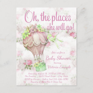 Shabby Chic Varmballongs Baby Shower Inbjudan