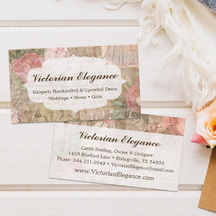 Shabby chic Victorian Dam Mode Craft Rosa Visitkort