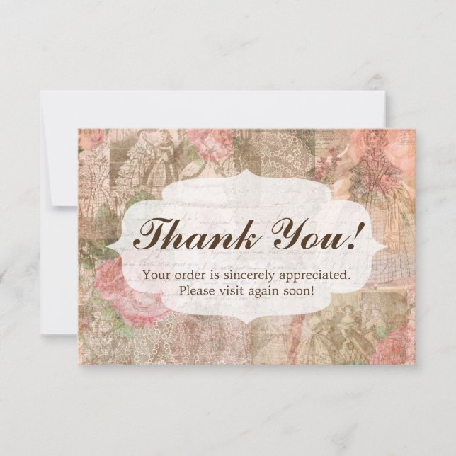 Shabby chic Victorian Dam Mode Tack Kort (Framsida)