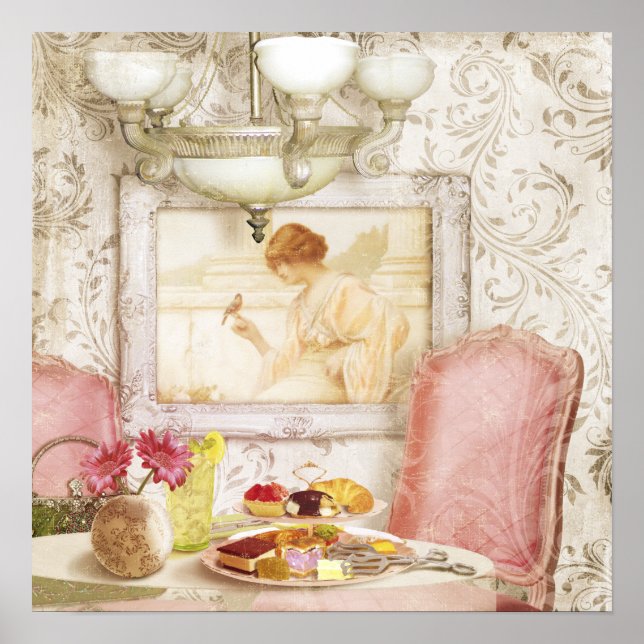 Shabby chic Victorian Lunch, Paris, konsttryck Poster (Framsidan)