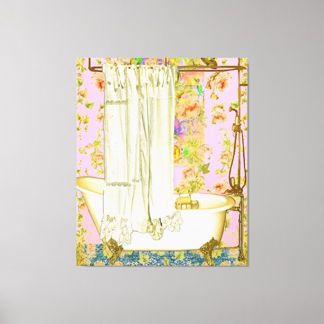 Shabby chic Viktorian Tub Brass Fixtures Canvastryck (Framsida)