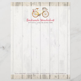 Shabby chic Vintage Bicycle on Rustic Wood Anpassn Brevhuvud