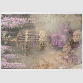 Shabby chic Vintage Birdcage, Bird & Blommigt