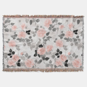 Shabby Chic Vintage Blommig Rosa Rosor Elegant Filt