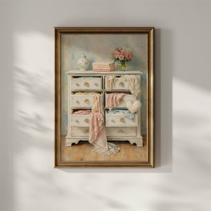 Shabby Chic Vintage Byrå Poster