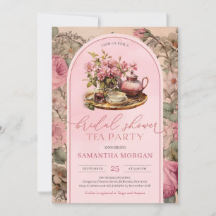 Shabby chic vintage fuchsia rosa Möhippa te party Inbjudningar