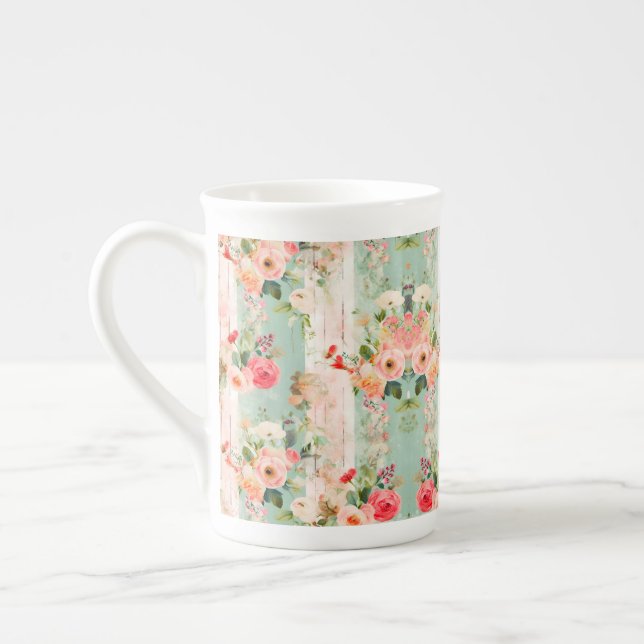 Shabby chic Vintage Illustration Benporslin Mugg (Vänster)