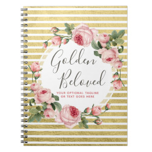 Shabby chic Vintage Ro och Modern Guld Rand Anteckningsbok
