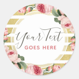 Shabby chic Vintage Ro och Modern Guld Rand Runt Klistermärke