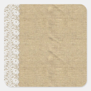 Shabby chic Vintage Snöre & Rustik naturbelastning Fyrkantigt Klistermärke