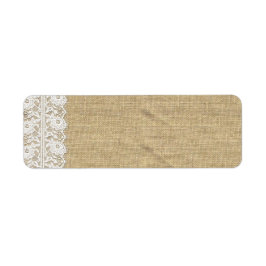 Shabby Chic Vintage Spets och Rustik Naturlig Jute Returadress Etikett