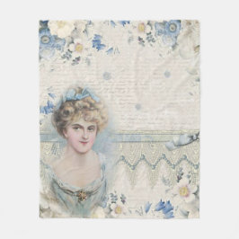 Shabby Chic Vintage Victoriansk Dam Med Blommor Fleecefilt
