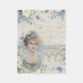 Shabby Chic Vintage Victoriansk Dam Med Blommor Fleecefilt