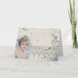 Shabby Chic Vintage Victoriansk Dam Med Blommor Kort