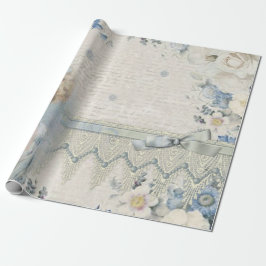 Shabby Chic Vintage Victoriansk Dam Med Blommor Presentpapper