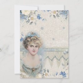 Shabby Chic Vintage Victoriansk Dam Med Blommor Tack Kort