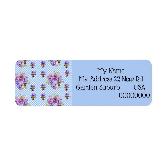 Shabby chic Viola Flower Returetiketter Returadress Etikett (Framsidan)
