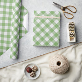 Shabby Chic Vit Ljusäpple Limegrön Gingham Presentpapper