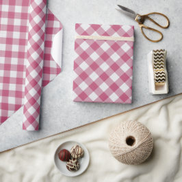 Shabby Chic Vit Mörk Rosa Gingham Presentpapper