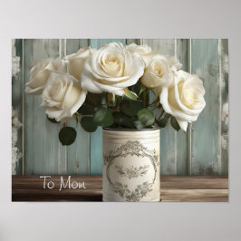Shabby chic Vit ros Poster