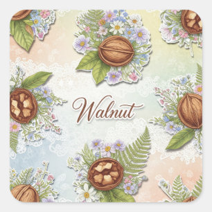 Shabby chic. Walnut, av Natasha Us Fyrkantigt Klistermärke