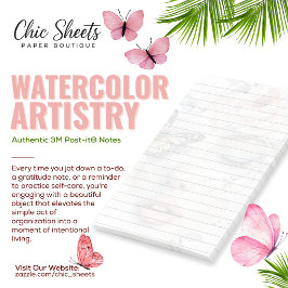 Shabby Chic Watercolor Artistry Design 3M Post-it Block
