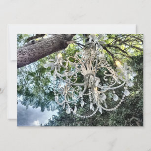 Shabby chic White Crystal Chandelier