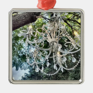 Shabby chic White Crystal Chandelier Julgransprydnad Metall