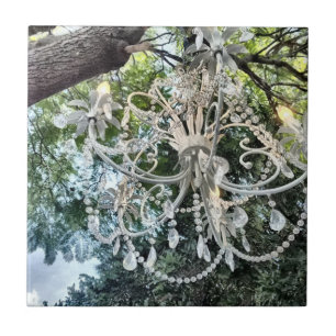 Shabby chic White Crystal Chandelier Kakelplatta