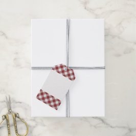 Shabby chic White Light Maroon Red Gingham Presentetikett