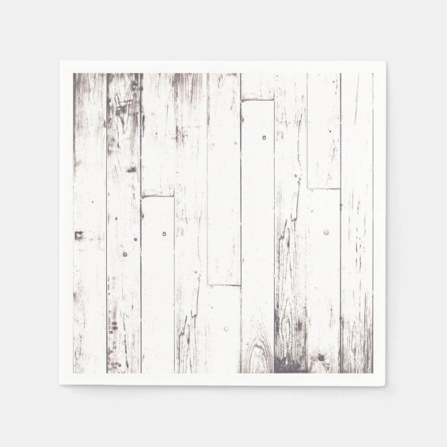 Shabby chic White Wood Rustic Farmhouse Party Pappersservett (Framsidan)