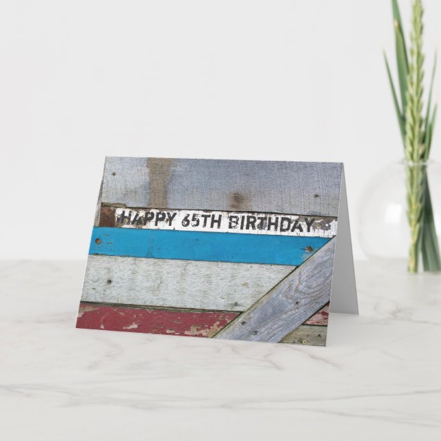 Shabby chic Wood 65e Birthday Kort (Framsida)