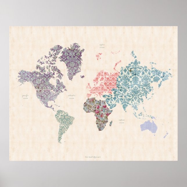 Shabby chic World Travel Karta Poster (Framsidan)