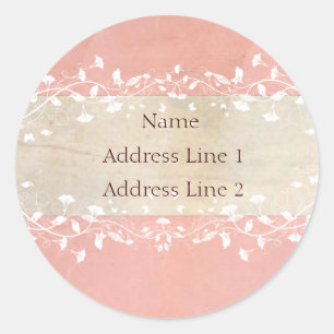 Shabby chicadressetiketter runt klistermärke