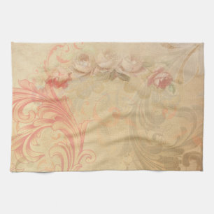Shabby chicblommigtkökshandduk kökshandduk