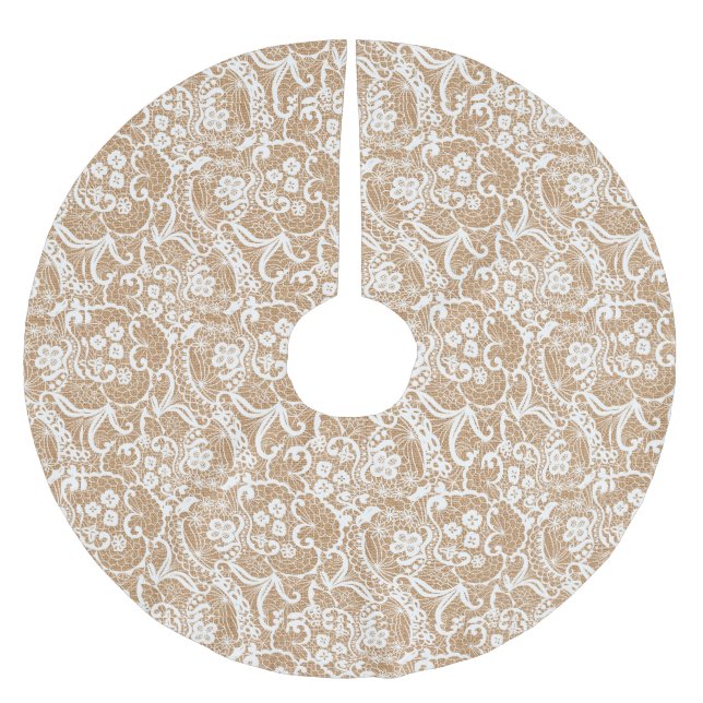 Shabby chicBurlap & snöreträdkjol Julgransmatta Borstad Polyester (Framsidan)