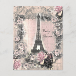 Shabby chicEiffel torn & robaby shower Inbjudningar