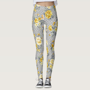 Shabby chicgul rosdamasker leggings