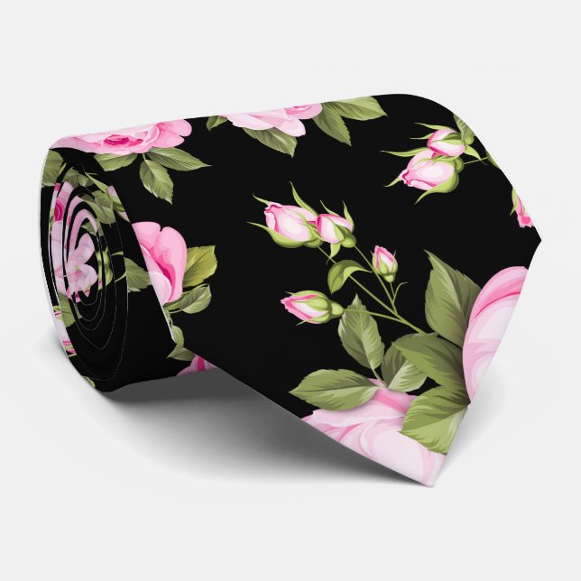 Shabby Chick Rosa ros på Black Slips (Rullad)