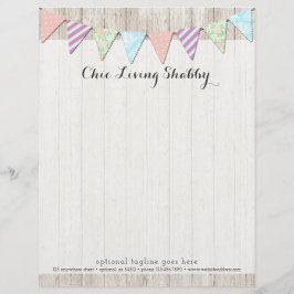 Shabby chiclandBunting på lantligt målat trä Brevhuvud