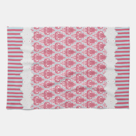 Shabby chicro & blåttdamast & randar kökshandduk