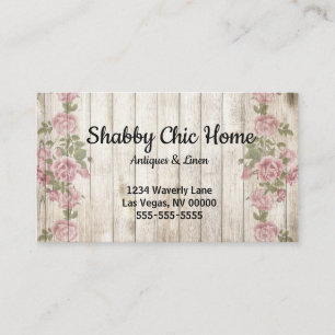 Shabby chicträ och rosa visitkort
