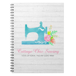 Shabby Cottage Chic Sewing Maskin Rustic Wood Anteckningsbok