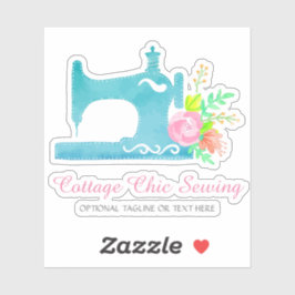 Shabby Cottage Chic Sy maskin Blommig logotyp Klistermärken