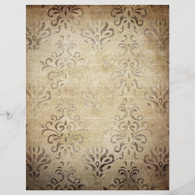 Shabby Damask Patternated Scrapbook Papper (Framsida)
